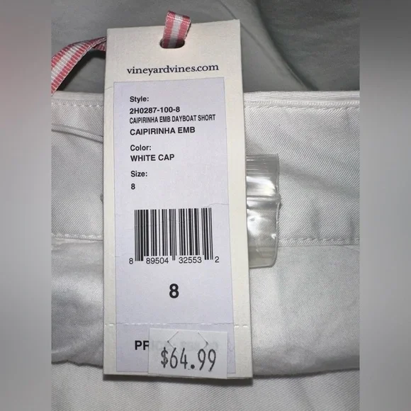 *NWT* Vineyard Vines White Shorts with Green Margarita Embroidery Sz. 8 - Picture 4 of 4
